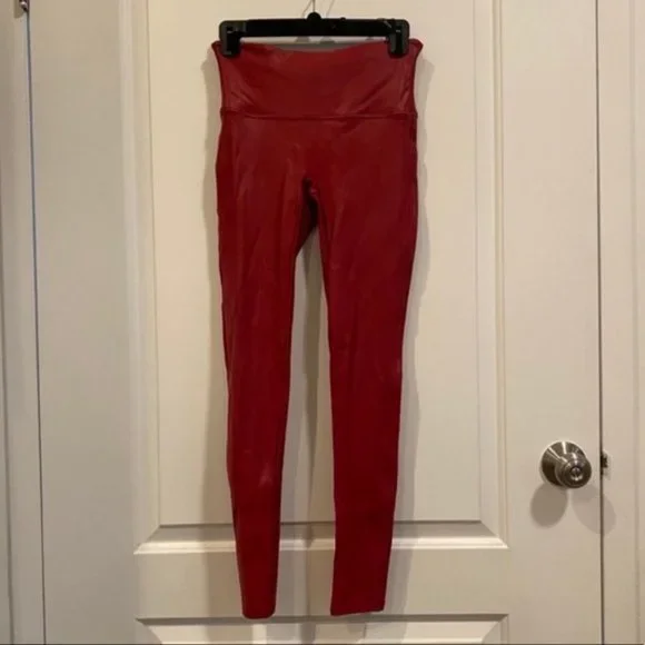 Spanx Faux Leather Leggings in Color Crimson - Picture 5 of 5